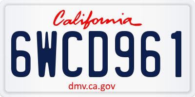 CA license plate 6WCD961