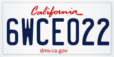 CA license plate 6WCE022