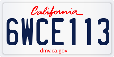 CA license plate 6WCE113