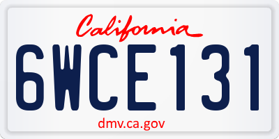 CA license plate 6WCE131