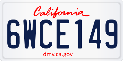 CA license plate 6WCE149