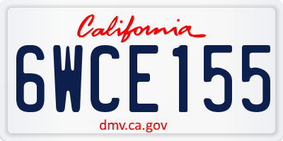 CA license plate 6WCE155