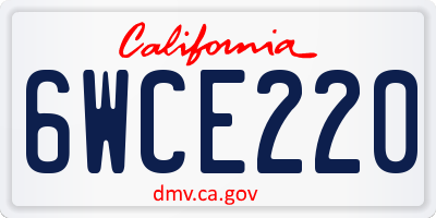 CA license plate 6WCE220