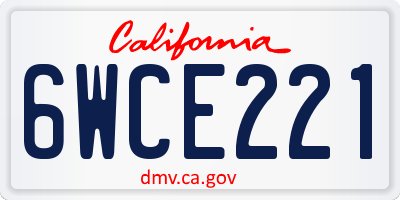 CA license plate 6WCE221