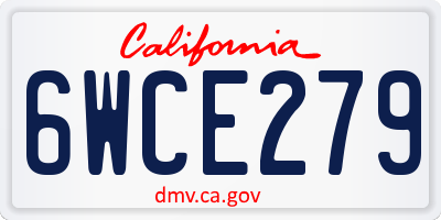 CA license plate 6WCE279
