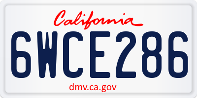 CA license plate 6WCE286