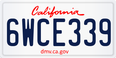 CA license plate 6WCE339