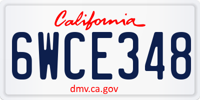 CA license plate 6WCE348