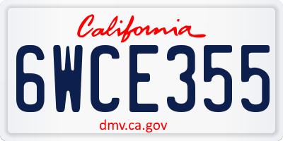 CA license plate 6WCE355
