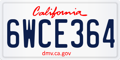 CA license plate 6WCE364