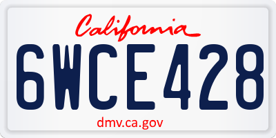 CA license plate 6WCE428
