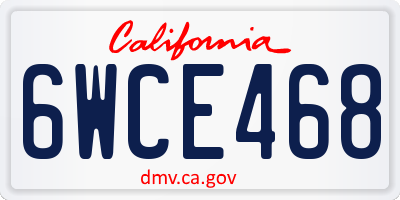 CA license plate 6WCE468