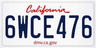 CA license plate 6WCE476