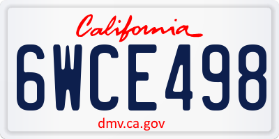 CA license plate 6WCE498