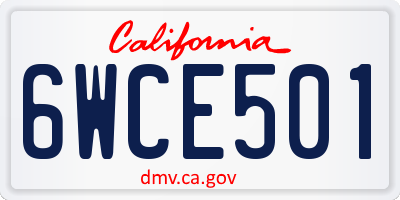 CA license plate 6WCE501