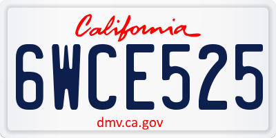 CA license plate 6WCE525