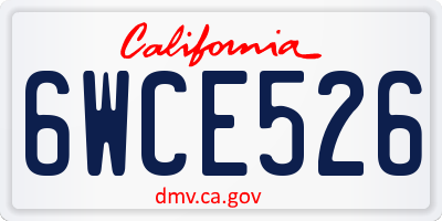 CA license plate 6WCE526