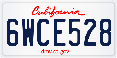 CA license plate 6WCE528