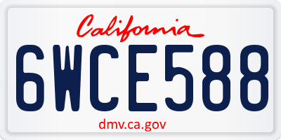 CA license plate 6WCE588
