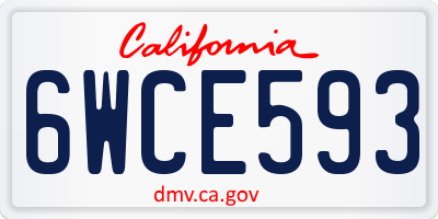 CA license plate 6WCE593