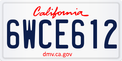 CA license plate 6WCE612