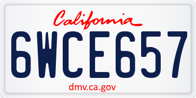 CA license plate 6WCE657