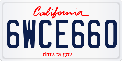 CA license plate 6WCE660