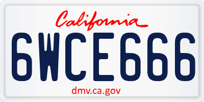 CA license plate 6WCE666