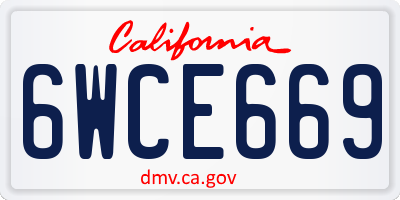 CA license plate 6WCE669