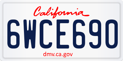 CA license plate 6WCE690