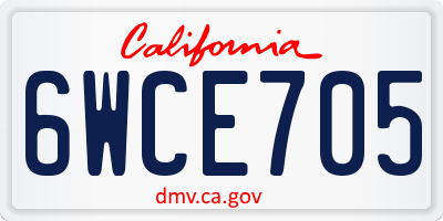 CA license plate 6WCE705