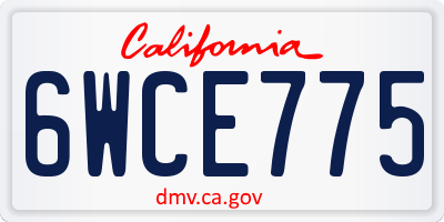 CA license plate 6WCE775