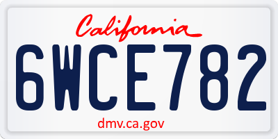 CA license plate 6WCE782