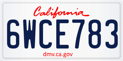 CA license plate 6WCE783