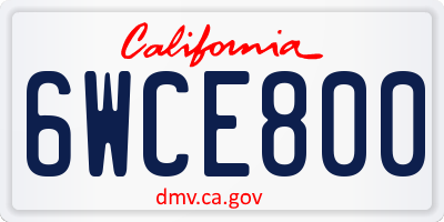 CA license plate 6WCE800