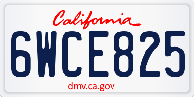 CA license plate 6WCE825