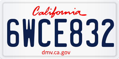CA license plate 6WCE832
