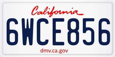 CA license plate 6WCE856