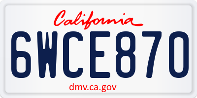 CA license plate 6WCE870