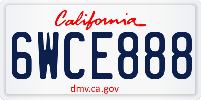 CA license plate 6WCE888