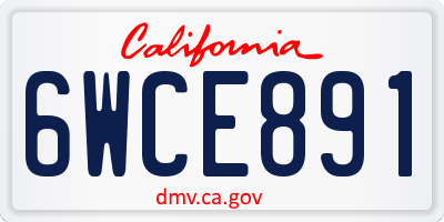 CA license plate 6WCE891