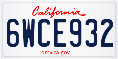 CA license plate 6WCE932