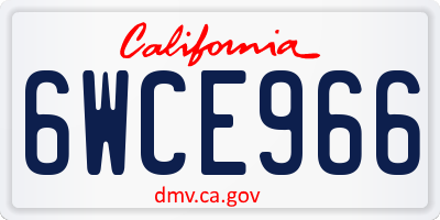 CA license plate 6WCE966