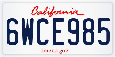 CA license plate 6WCE985