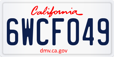 CA license plate 6WCF049