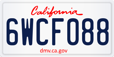 CA license plate 6WCF088