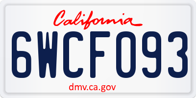 CA license plate 6WCF093