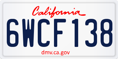 CA license plate 6WCF138