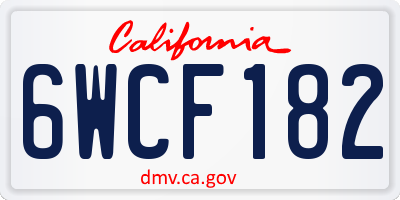 CA license plate 6WCF182