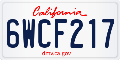 CA license plate 6WCF217